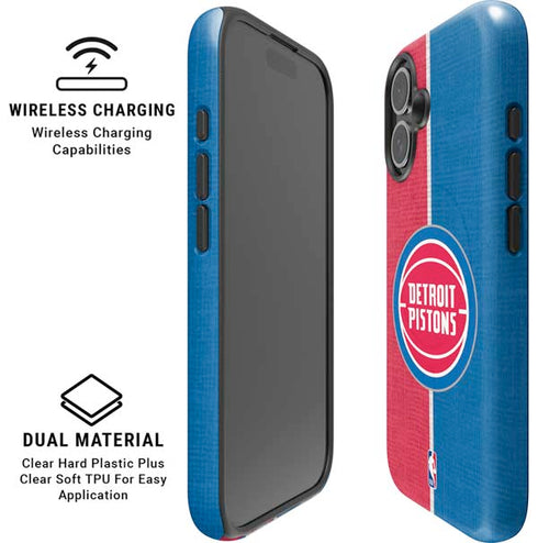 NBA Detroit Pistons Canvas iPhone 16 Plus Magsafe Impact Case